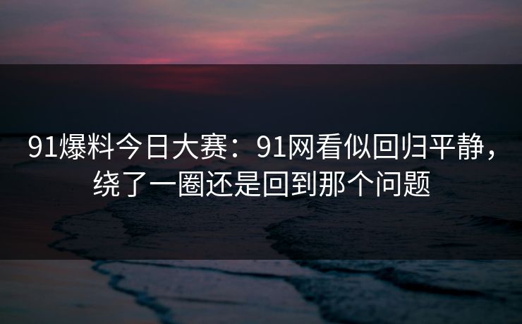 91爆料今日大赛：91网看似回归平静，绕了一圈还是回到那个问题
